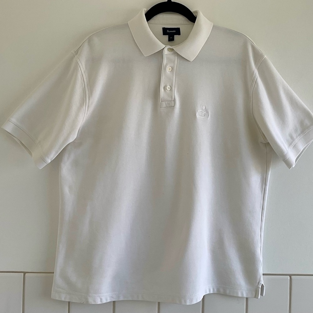 Faconnable Men’s White Polo Short Sleeve 100% Cotton Shirt. Size XL